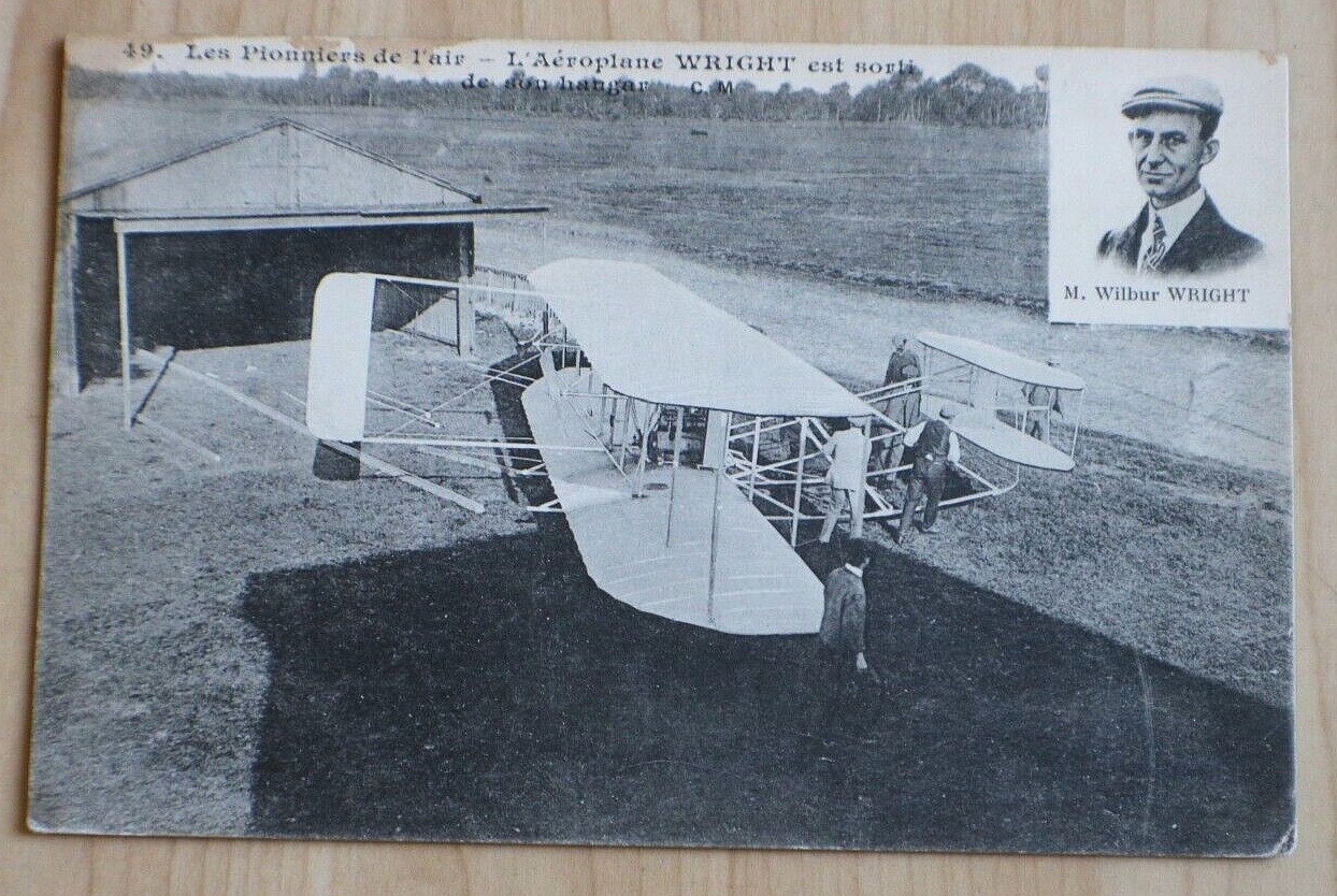 wilbur wright aeroplane french  post card unposted