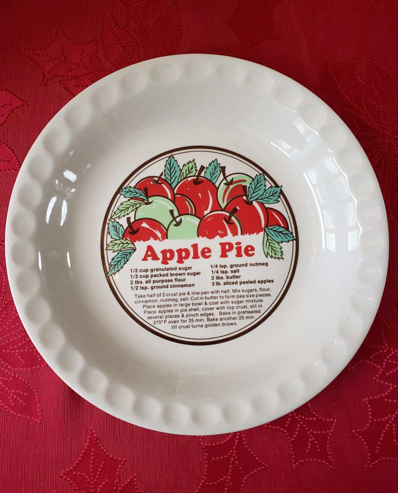 VINTAGE SUNNYCRAFT Apple Pie Baking Dish Handcrafted Sunstone Collection 11\