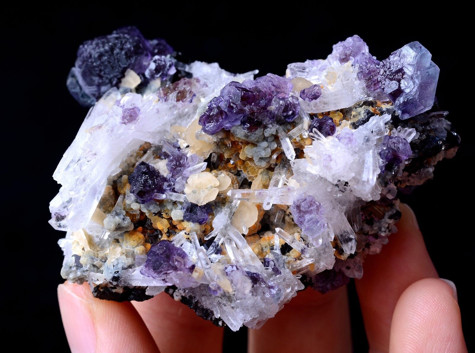 95g Natural New Find Purple Fluorite & Crystal Mineral Specimen Inner  Mongolia