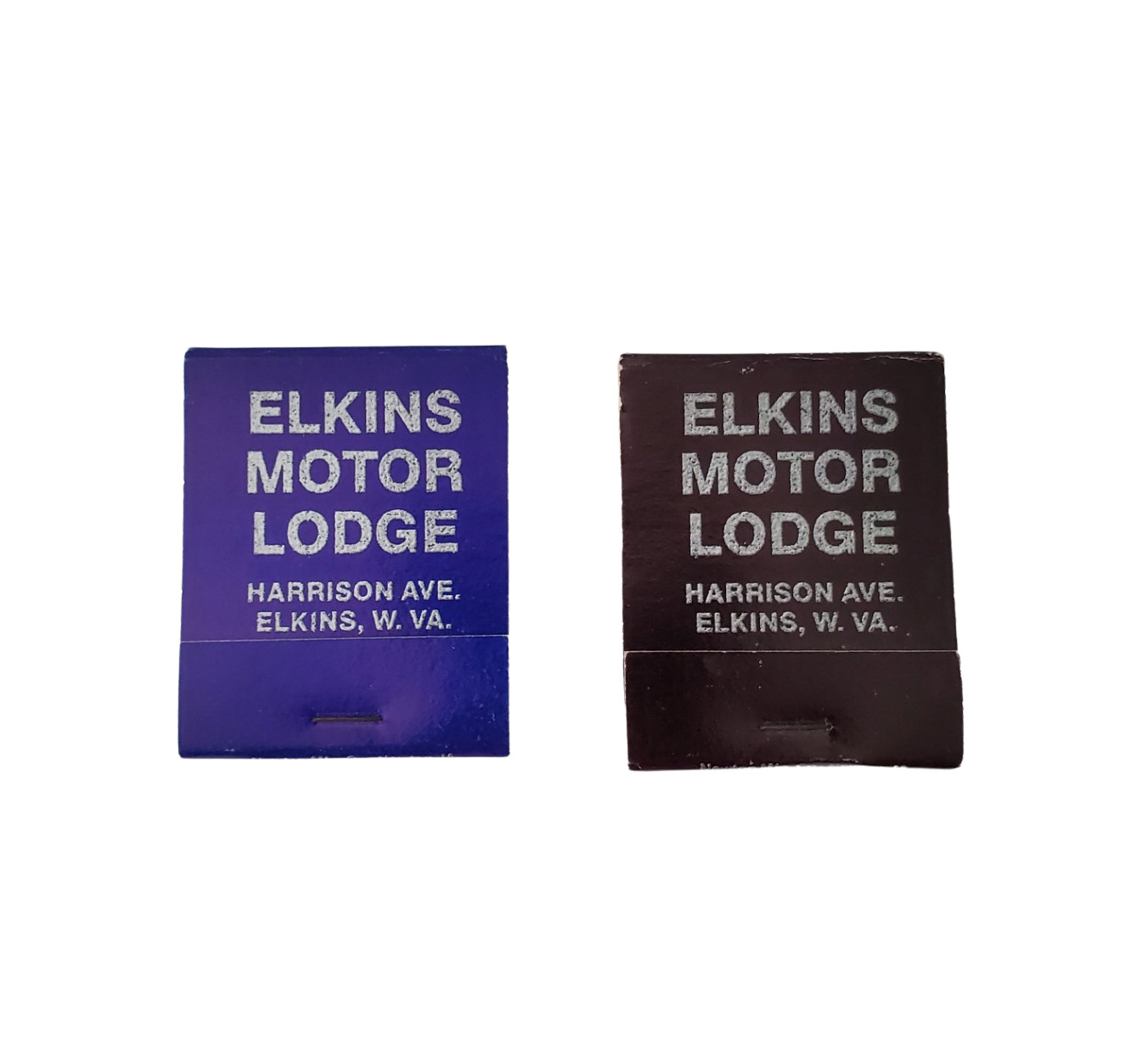 Vintage Elkins Motor Lodge 1863 Tavern & Dining Matchbook Blue & Black Set