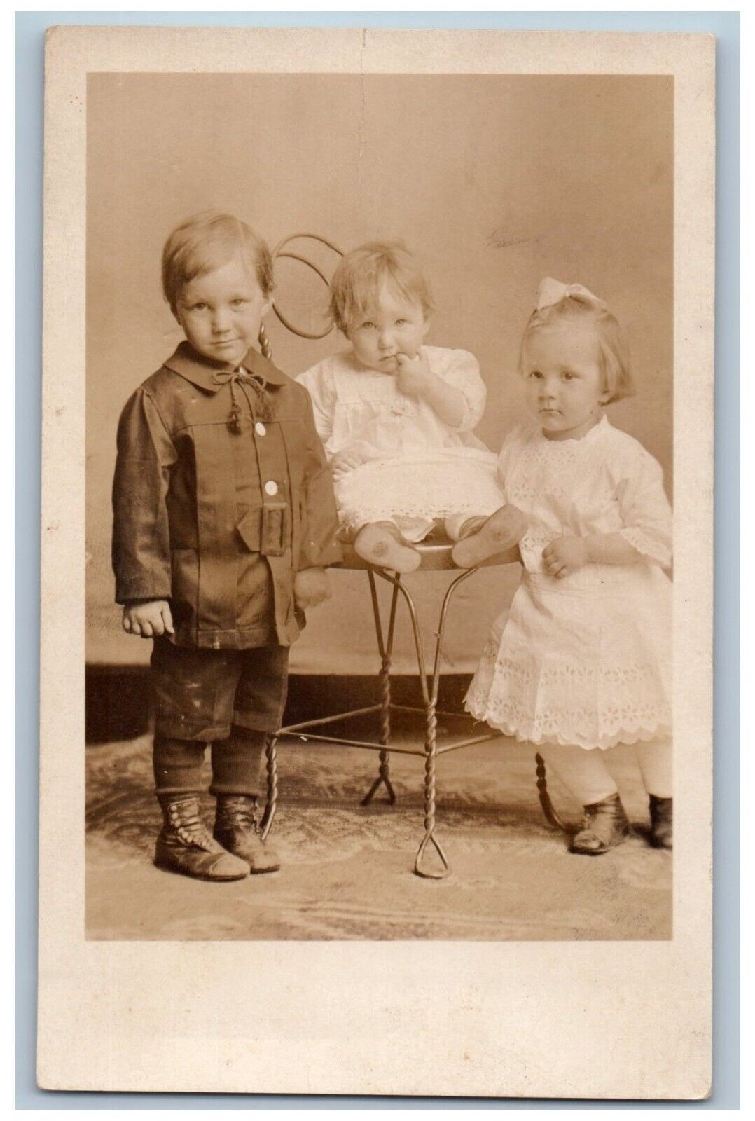 Cute Baby Childrens Postcard RPPC Photo Studio c1910's Unposted Antique