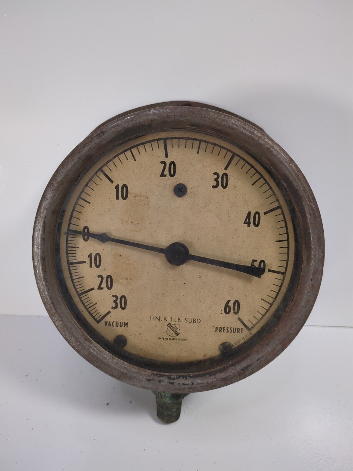 Vintage Ashcroft Vacuum Pressure Gauge 0-30vac. 0-60 PSI 1in. & 1lb. Subd.