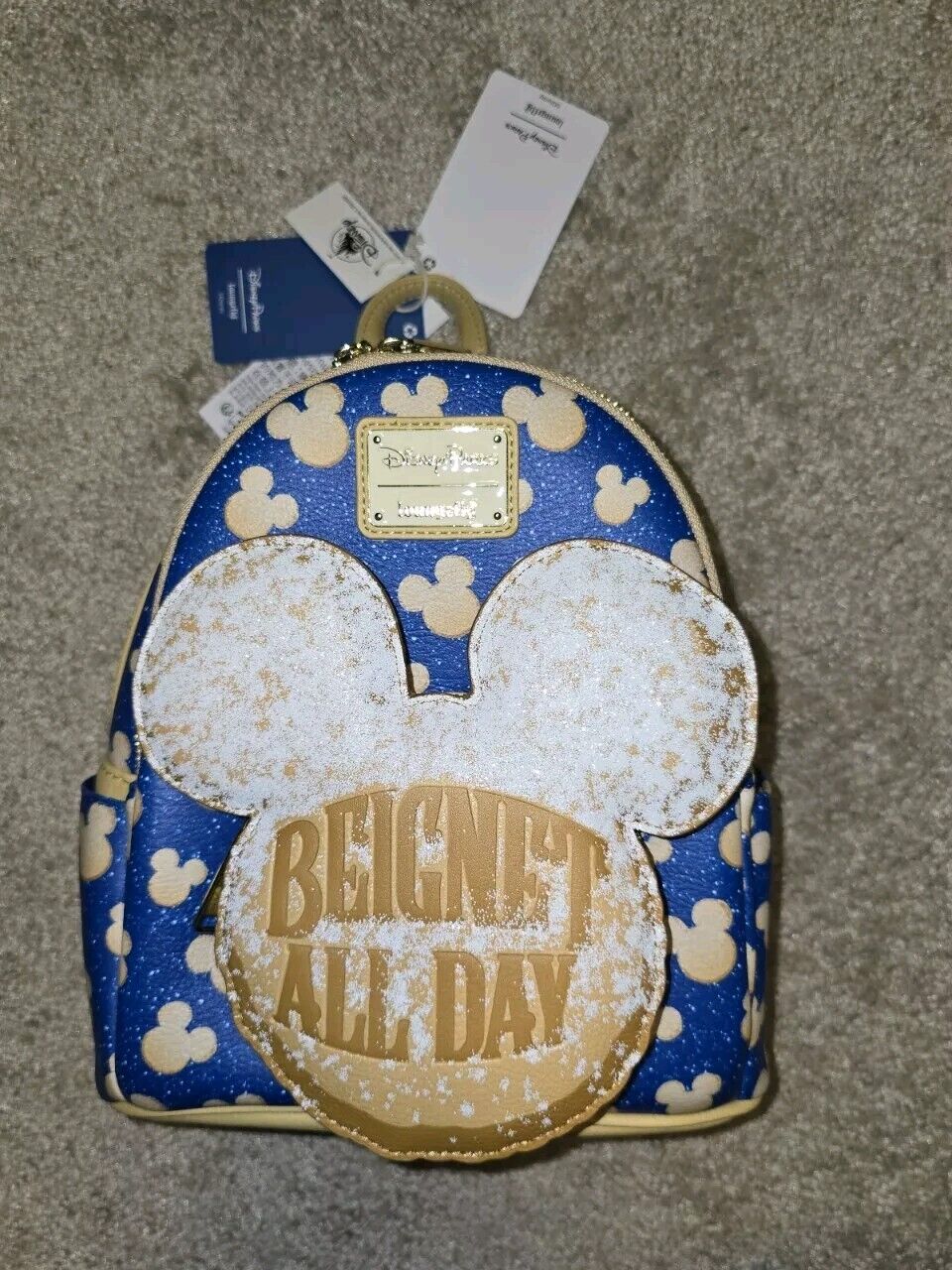 NEW 2024 Disney Parks Beignets All Day Mini Blue Loungefly Backpack Scented NWT