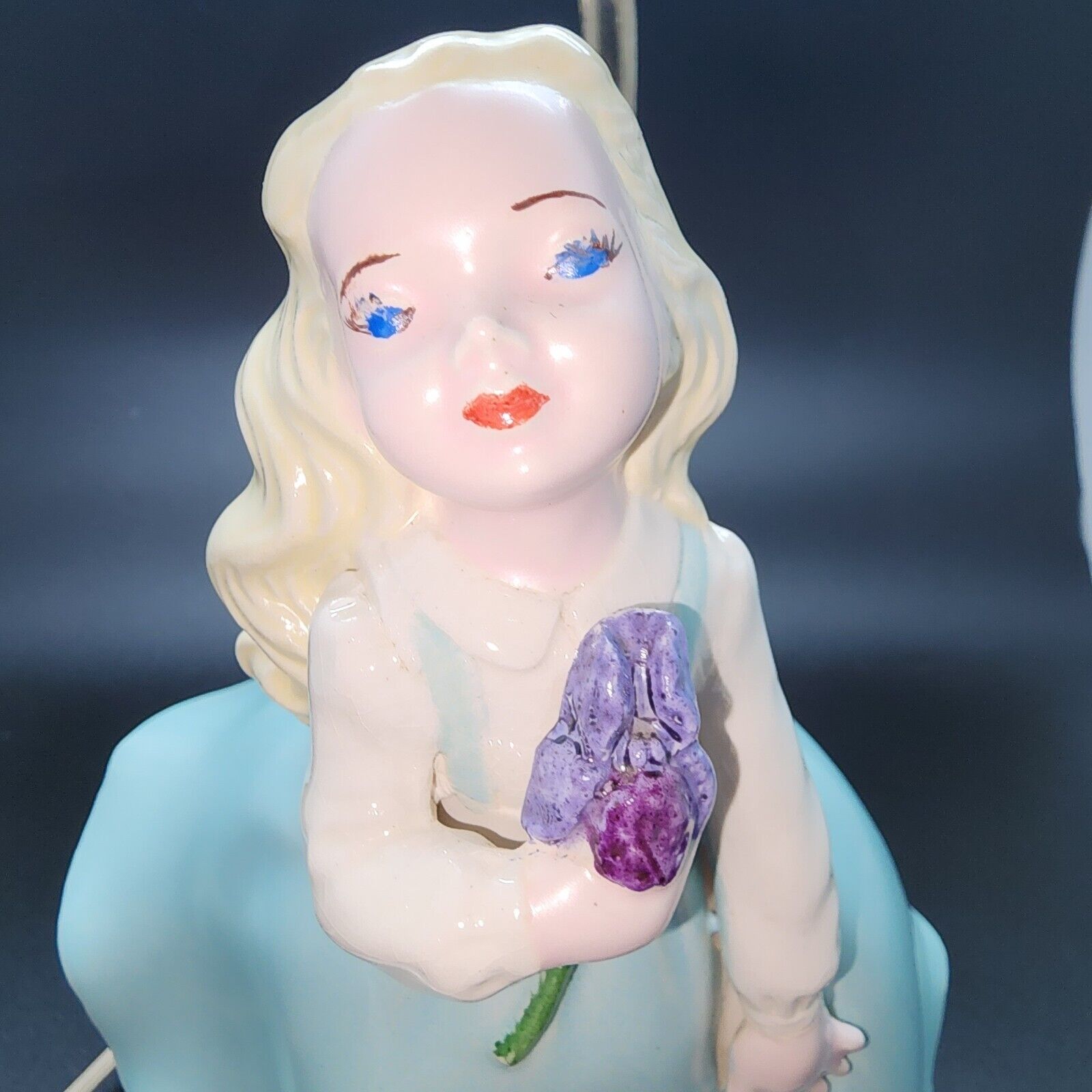 Vintage 50s Holland Mold Lamp Girl Figurine Looks Like Elsa