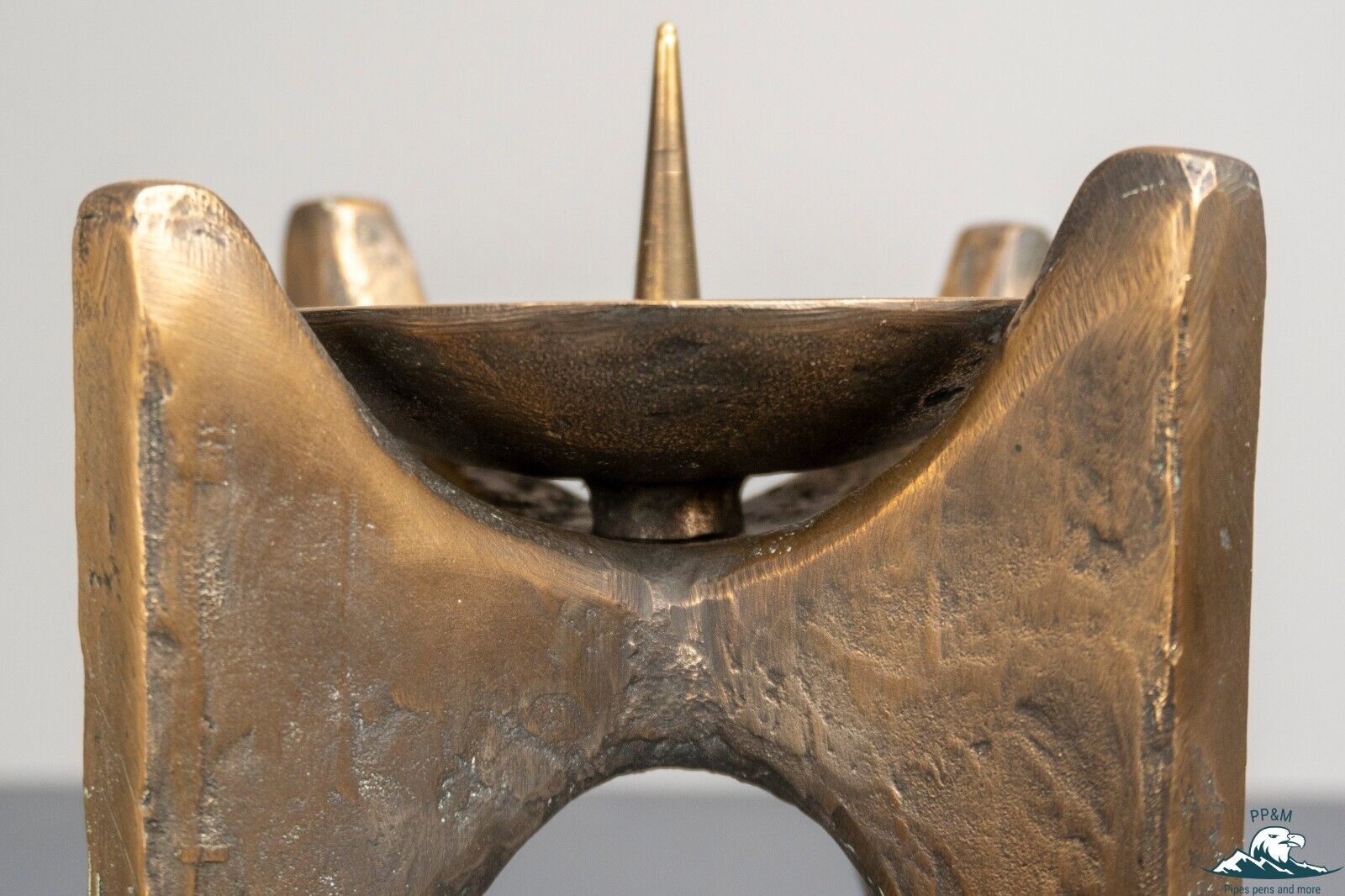 1960s Designer Michael Harjes Brutalist Bronze Candle Holder 7\'\