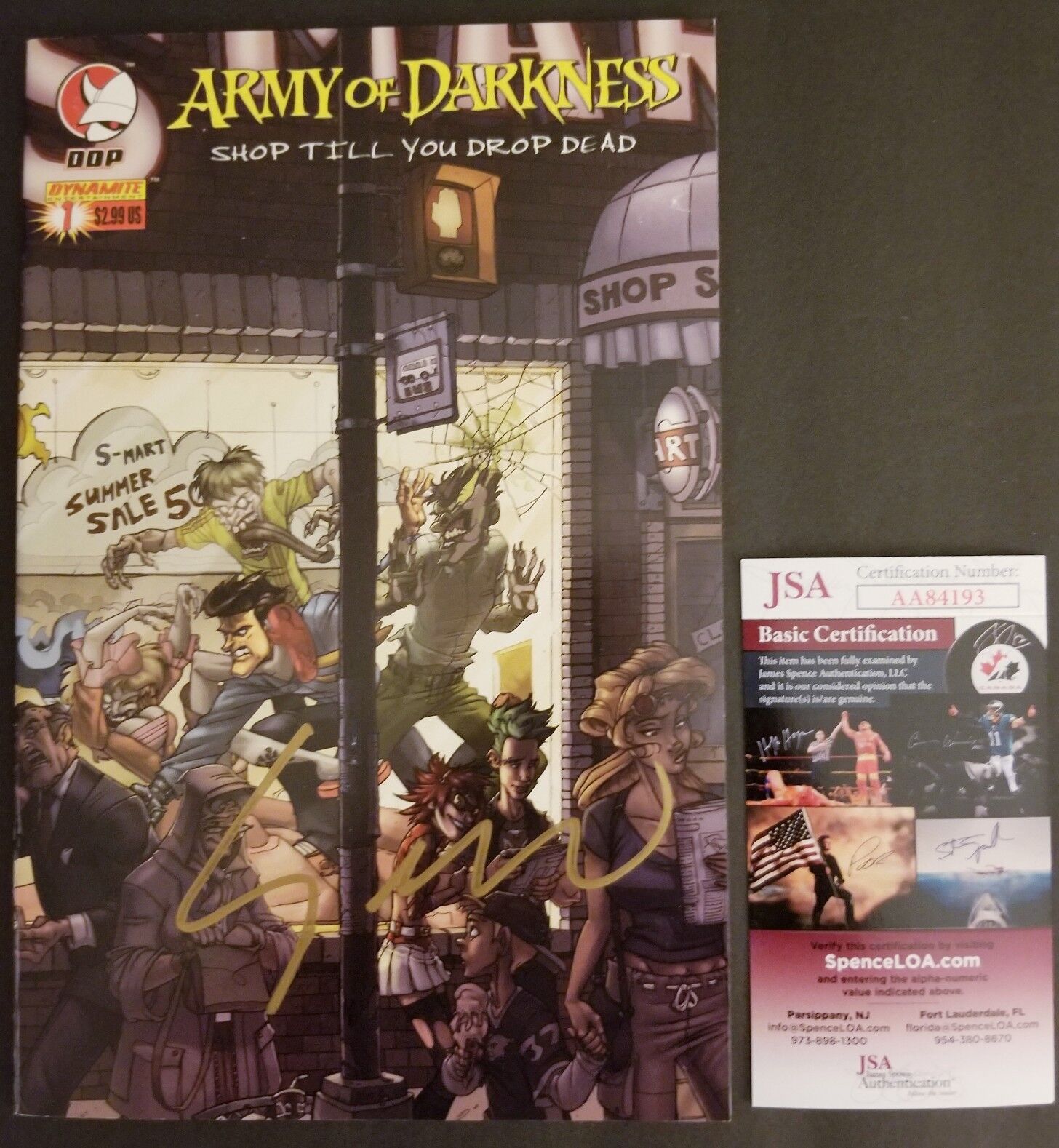 SAM RAIMI Authentic Hand-Signed ARMY OF DARKNESS SHOP TILL YOU DROP #1 (JSA COA)