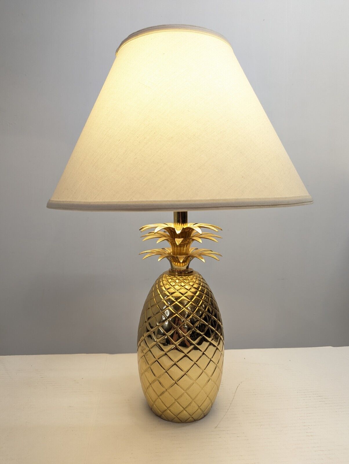Vintage Solid Brass Pineapple Table Lamp Midcentury MCM 25\