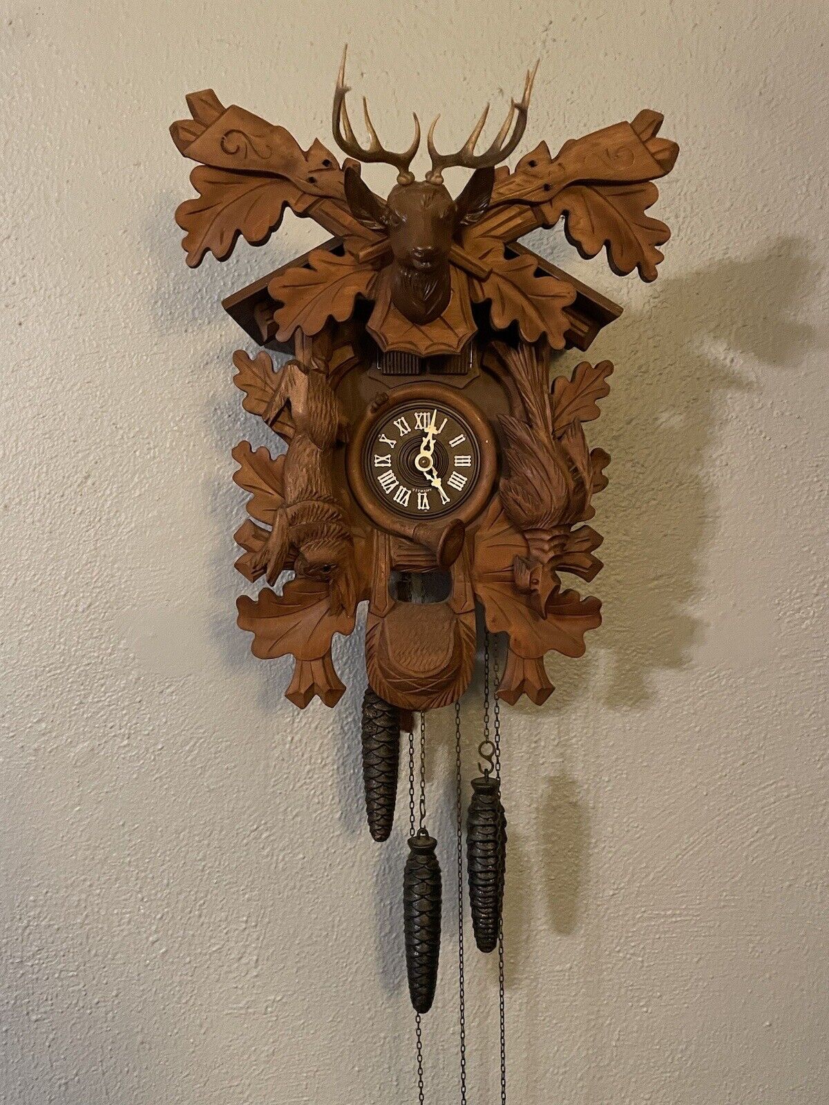 Theorems Emperor Waltz Black Forrest  Vintage Hunter Cuckoo Clock (Working)