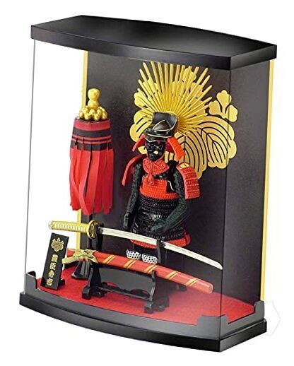 Samurai Figure Hideyoshi Red Armor, Real Katana Japanese Decoration Great Gift. 