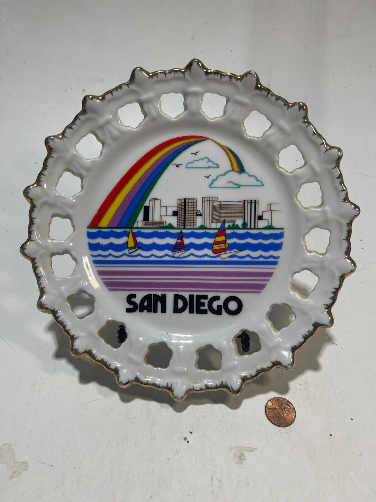 Vintage San Diego Plate Tourist Wall Décor Ceramic Korea 8.25in Diameter