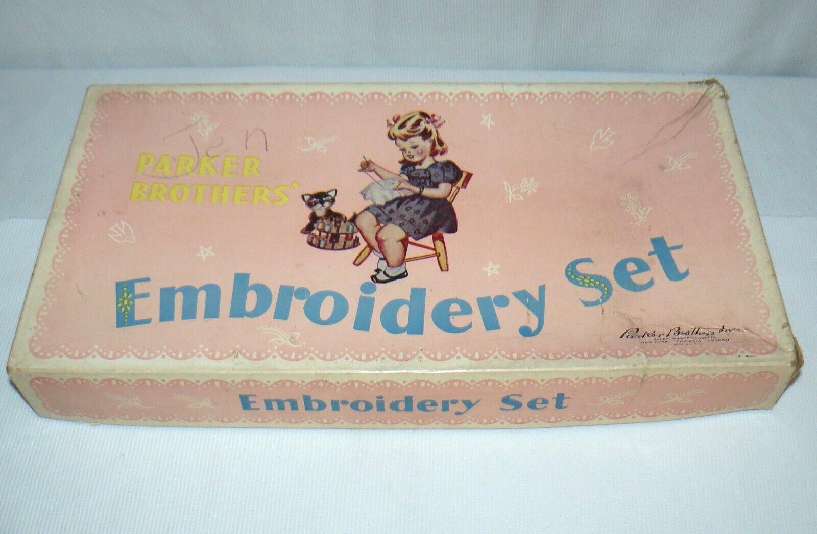 Vintage Parker Brothers Embroidery Set Sewing 15x8