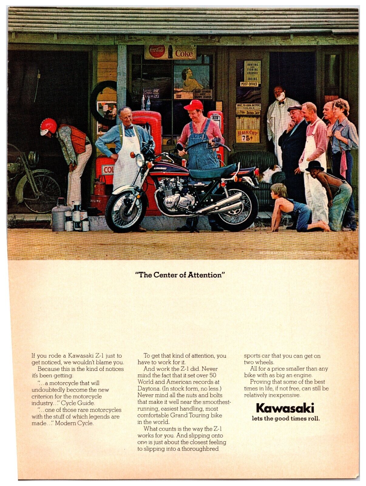Vintage 1974 Kawasaki Z-1 Motorcycles - Original Print Advertisement (8x11)