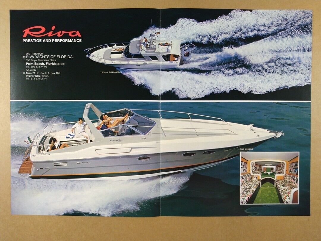 1980 Riva 48 Superamerica & 38 Bravo Boat Yacht vintage print Ad