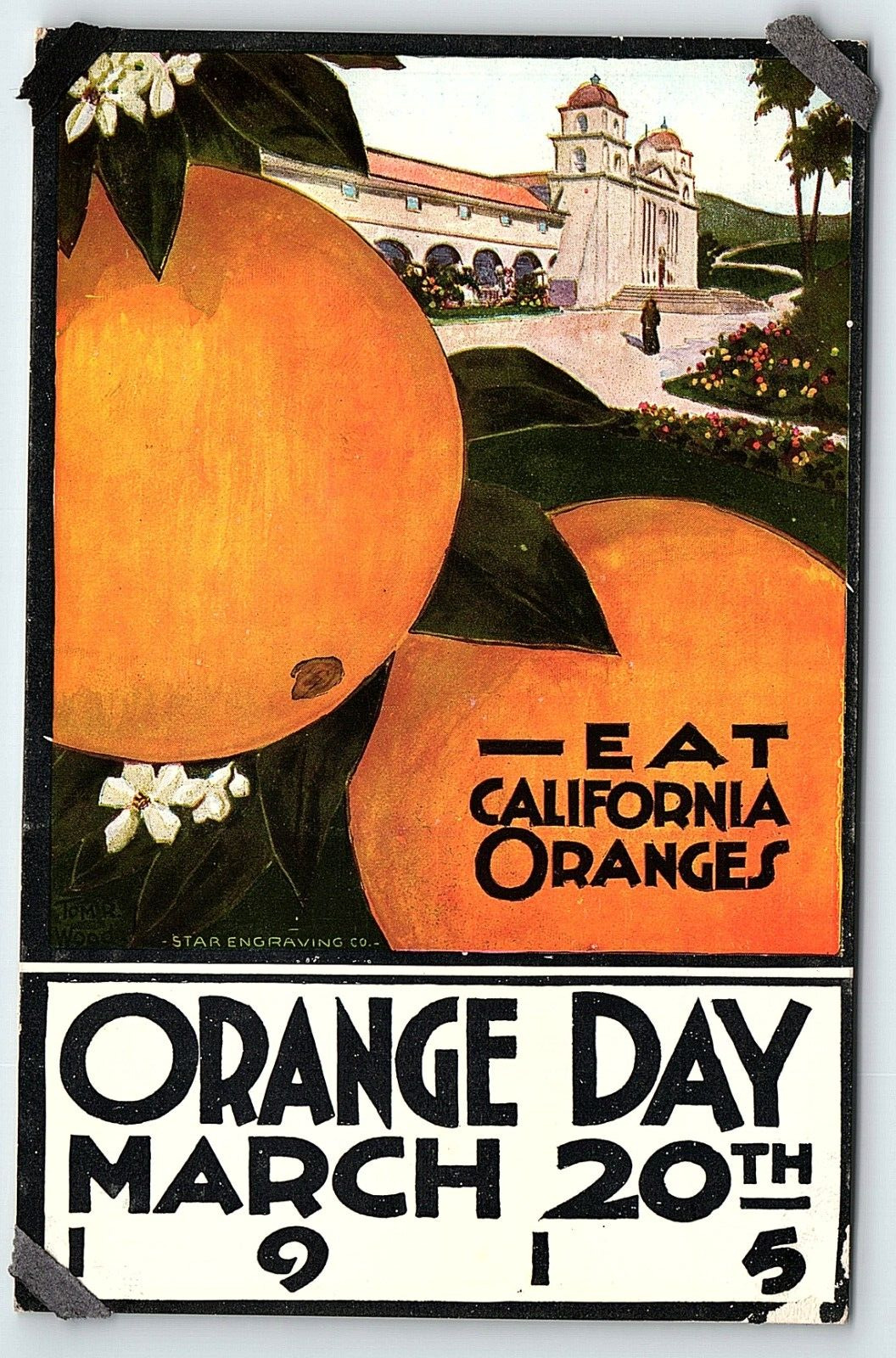 1915 CALIFORNIA ORANGE DAY EAT CALIFORNIA ORANGES MARCH 20th POSTCARD P4616