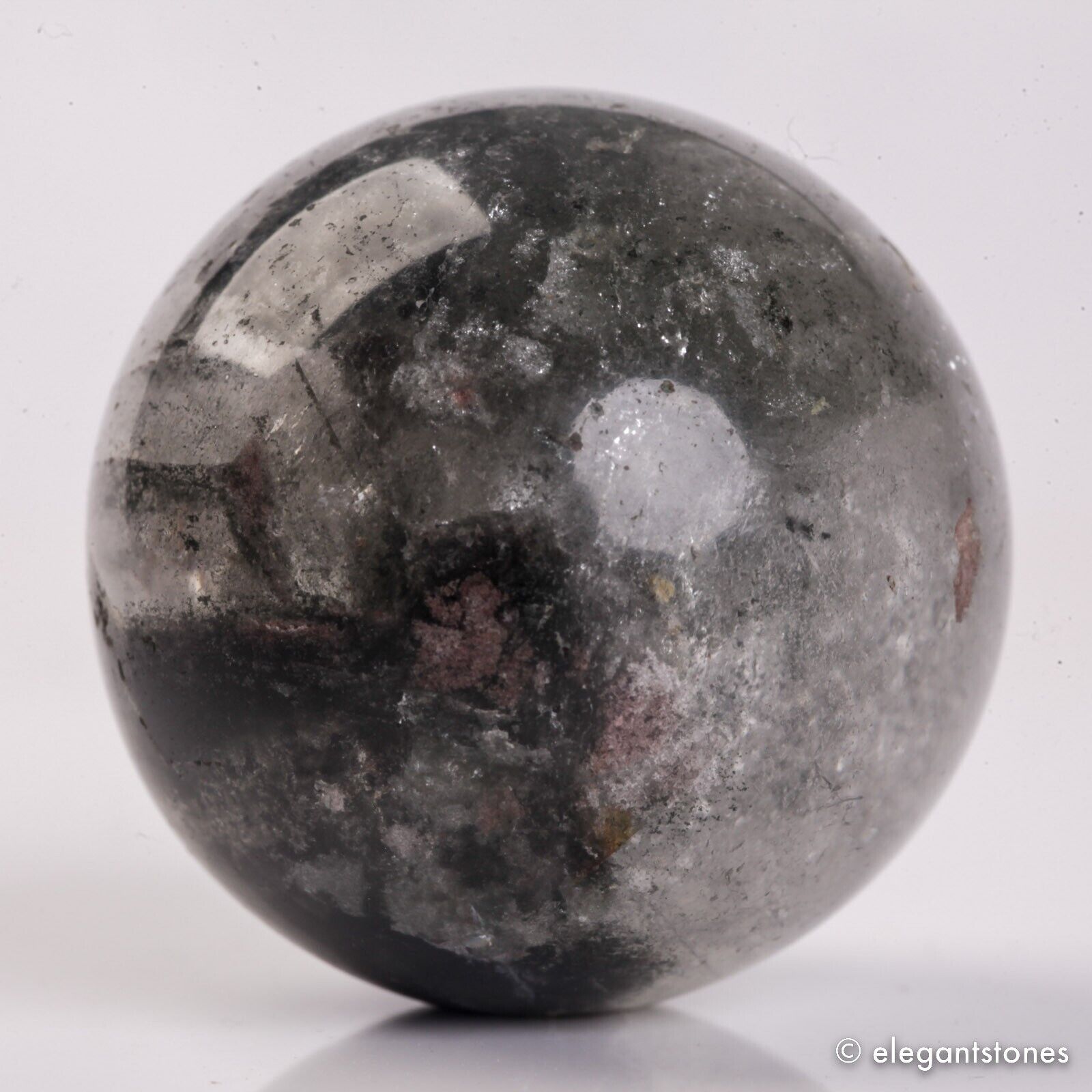 54g34mm Natural Garden/Phantom/Ghost/Lodolite Quartz Crystal Sphere Healing Ball