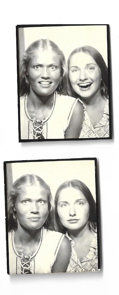 VINTAGE 1970s PHOTO BOOTH PICTURES OF PRETTY CALIFORNIA HIPPIE GIRLS