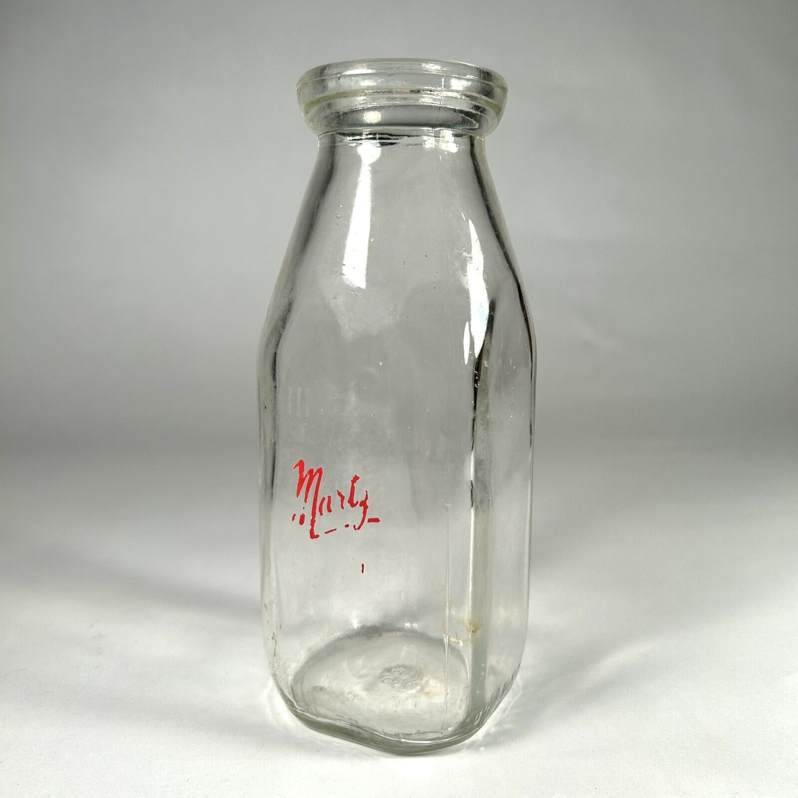 Vintage MARTZ\'S Glass Milk Bottle Shamokin PA Pennsylvania One Pint Clear 25 63