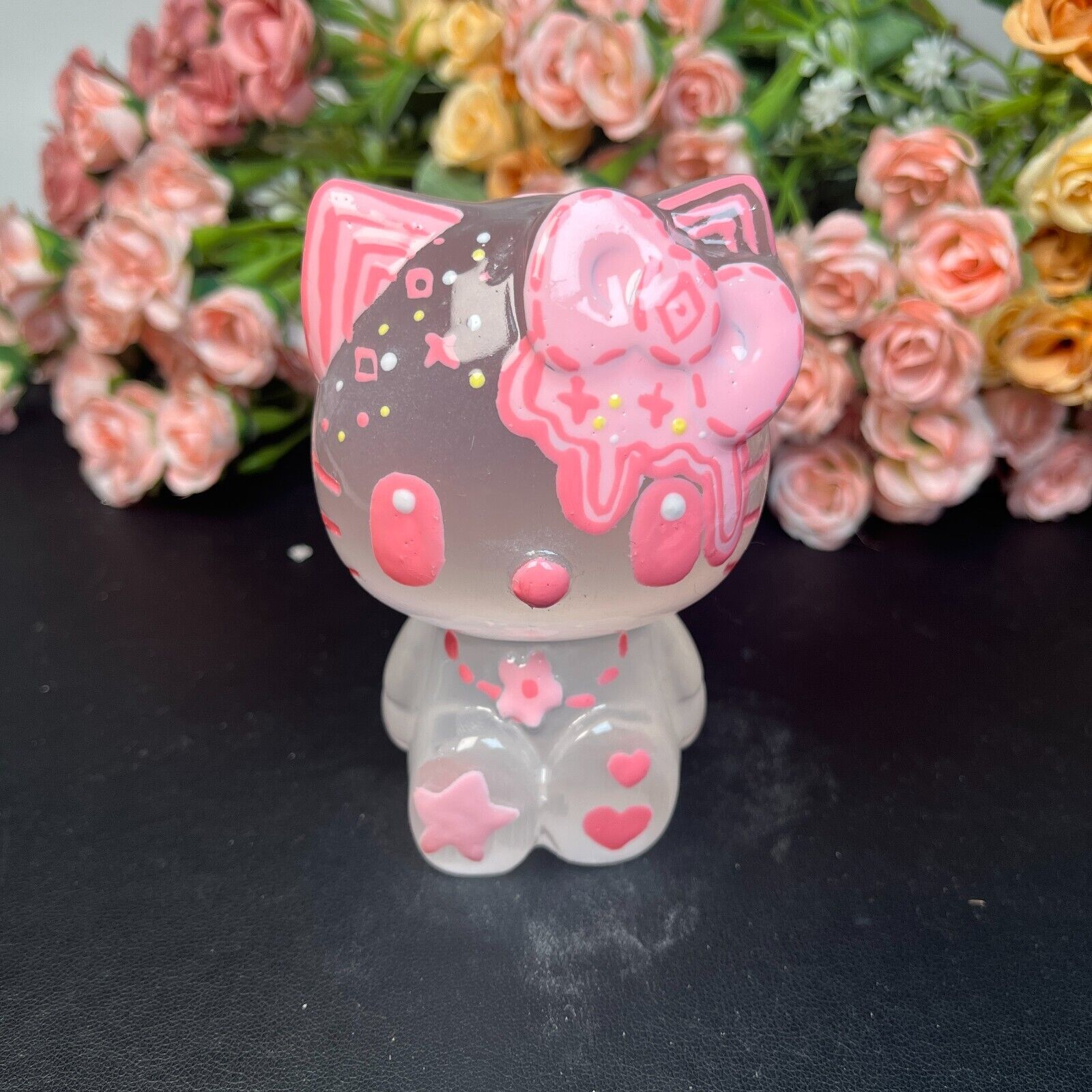 Random Colorful Selenite Hello Kitty Cute Pink Crystal Quartz Carving Healing
