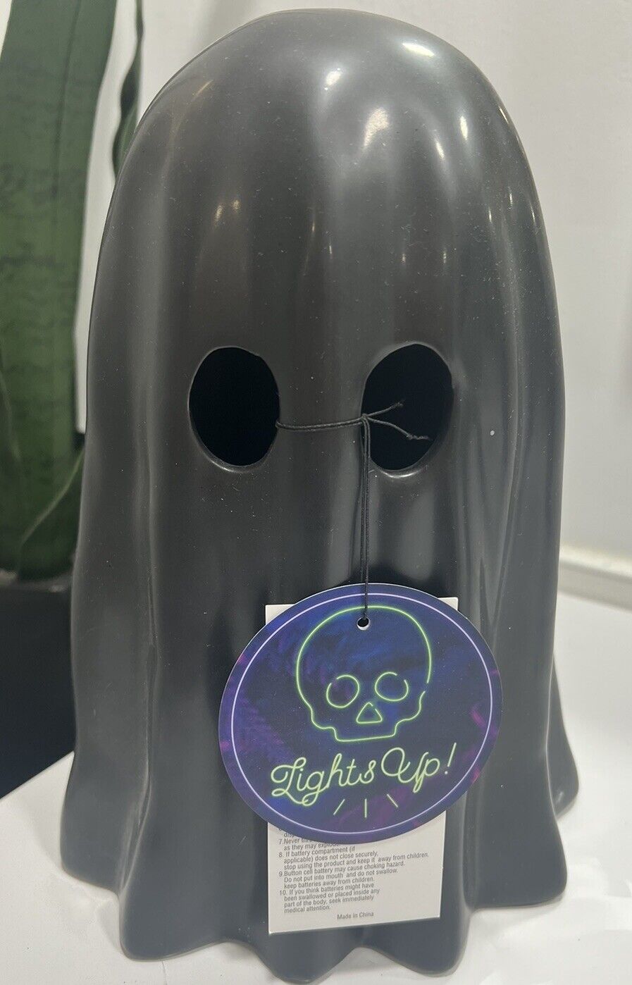 Halloween Viral Light Up LED Black Ghost Ceramic 11”HTF NEW