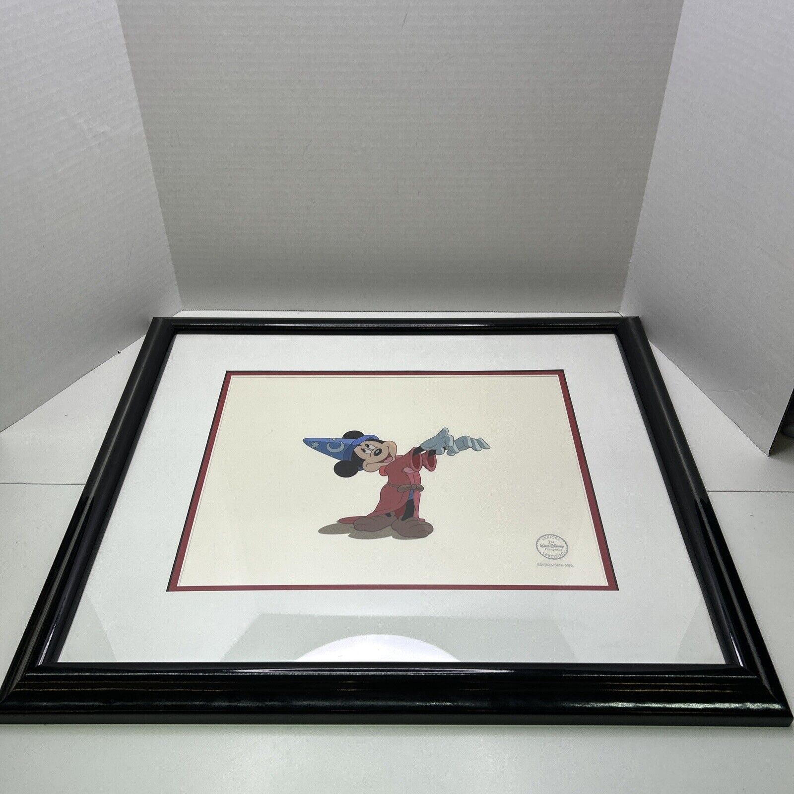 Original WALT DISNEY Sorcerer Mickey Fantasia 5000 Serigraph Sericel, Framed