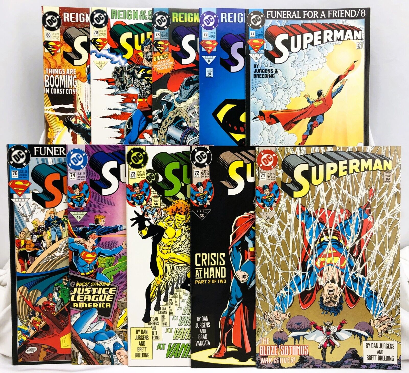 Superman #71-74, 76-80 (1992-93, DC) 10 Issue Lot