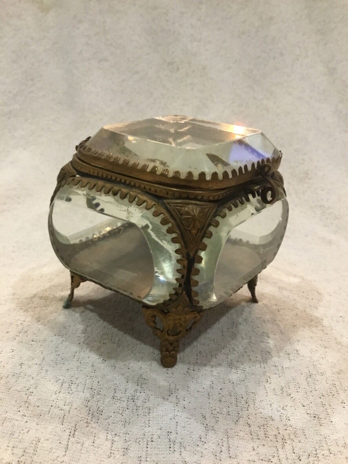 French Sourdurviere Ormolu Jewelry Bronze Glass Trinket Display Case Vitrine Box