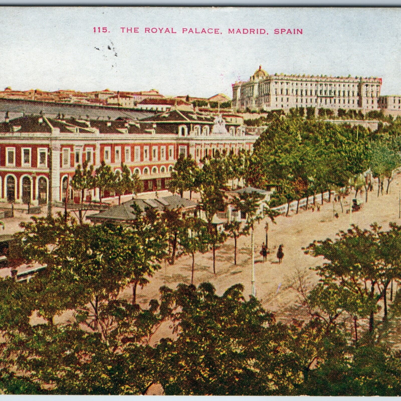 c1910s Madrid Spain The Royal Palace City Square Birds Eye Downtown City PC A203
