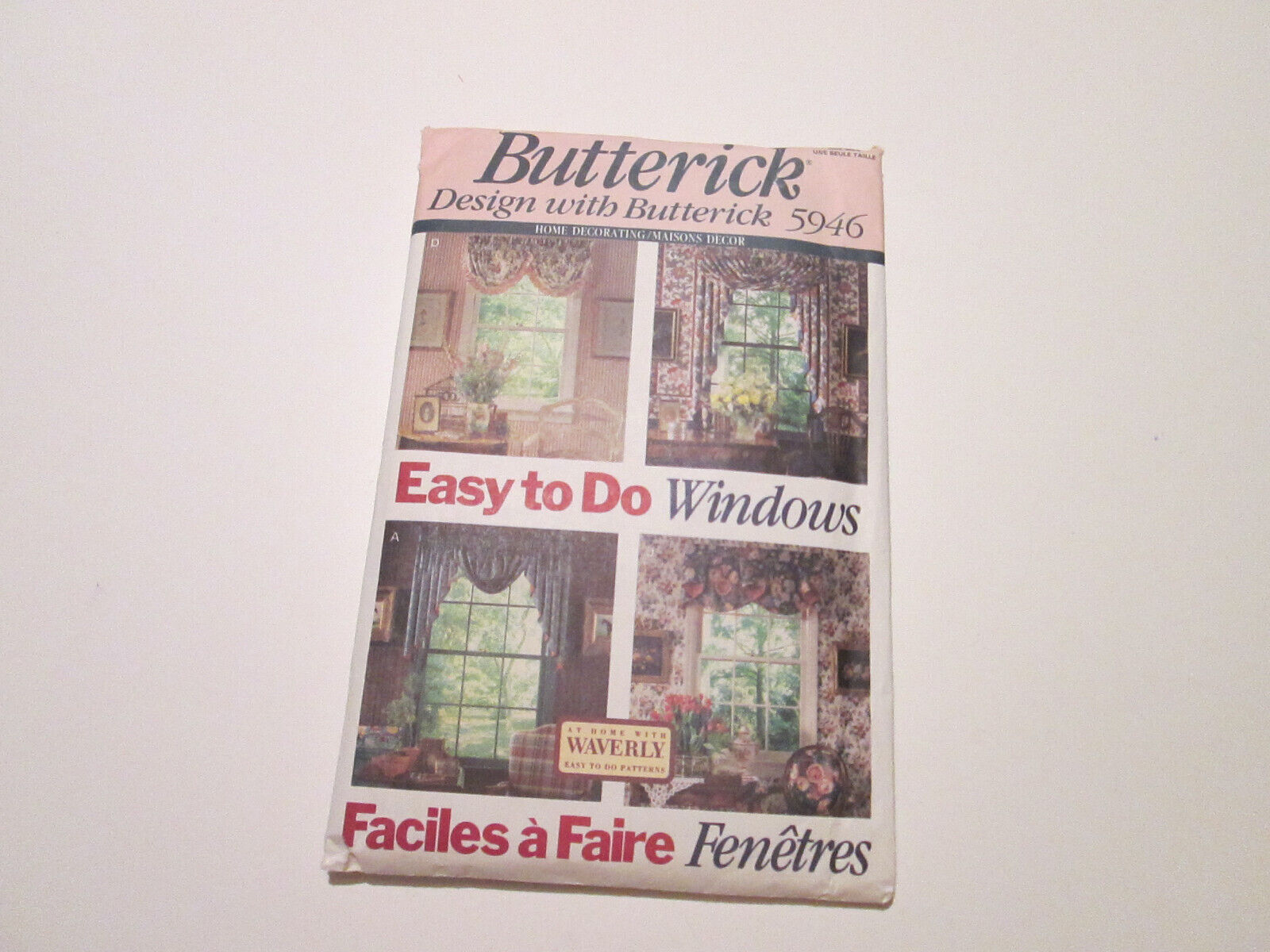 Vintage Butterick Pattern #5946 Valance Jabot Curtains One Size UNCUT 1992