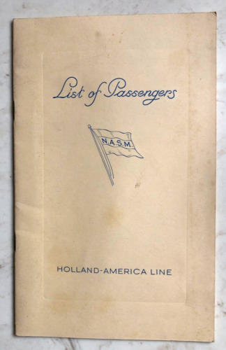 Vintage Holland-America 1948 List of Passengers T.S.S VEENDAM New-York/Rotterdam