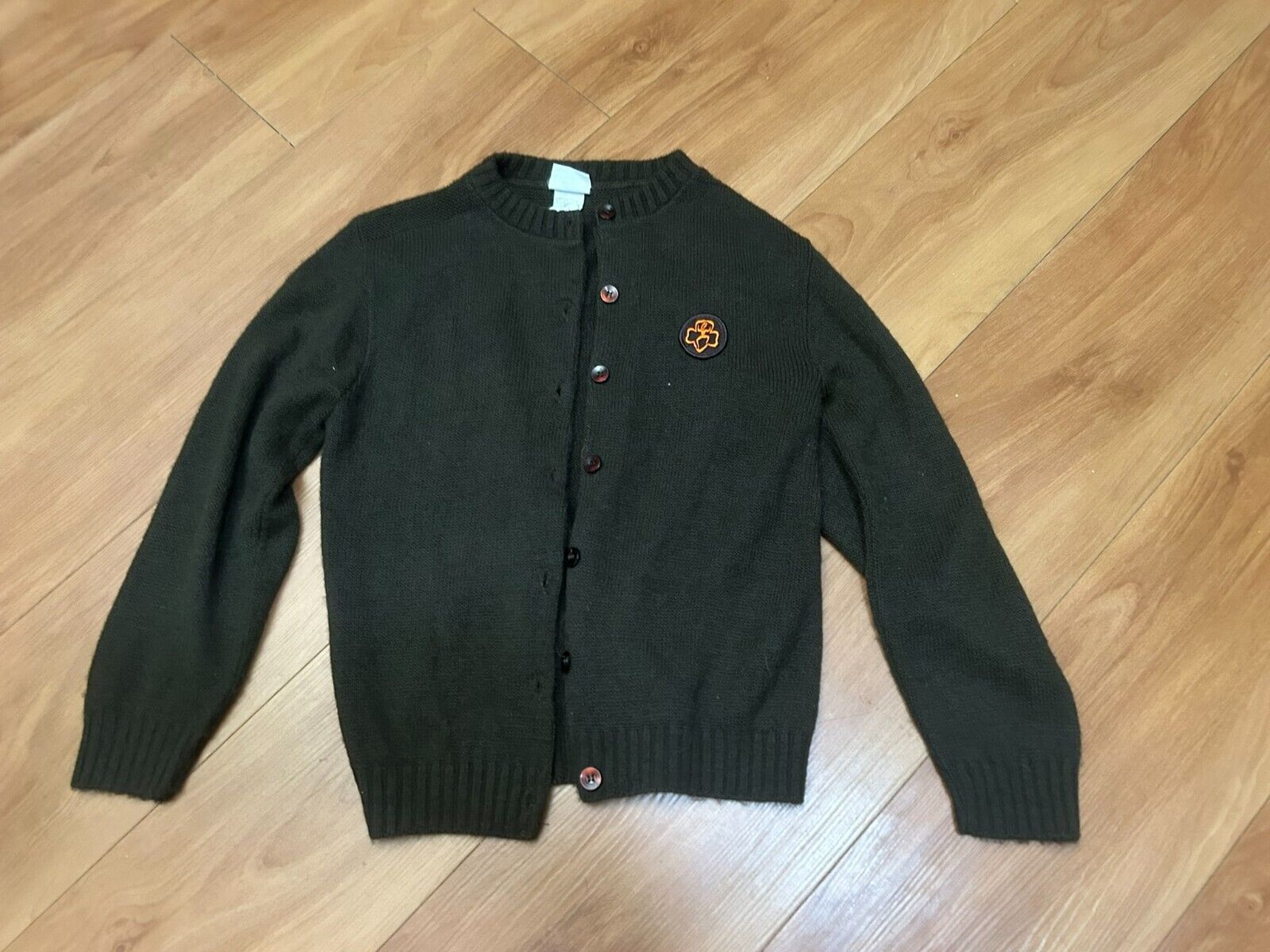 Vintage Girl Scouts Brownie Youth Knit Acrylic Button Sweater Uniform Size 10