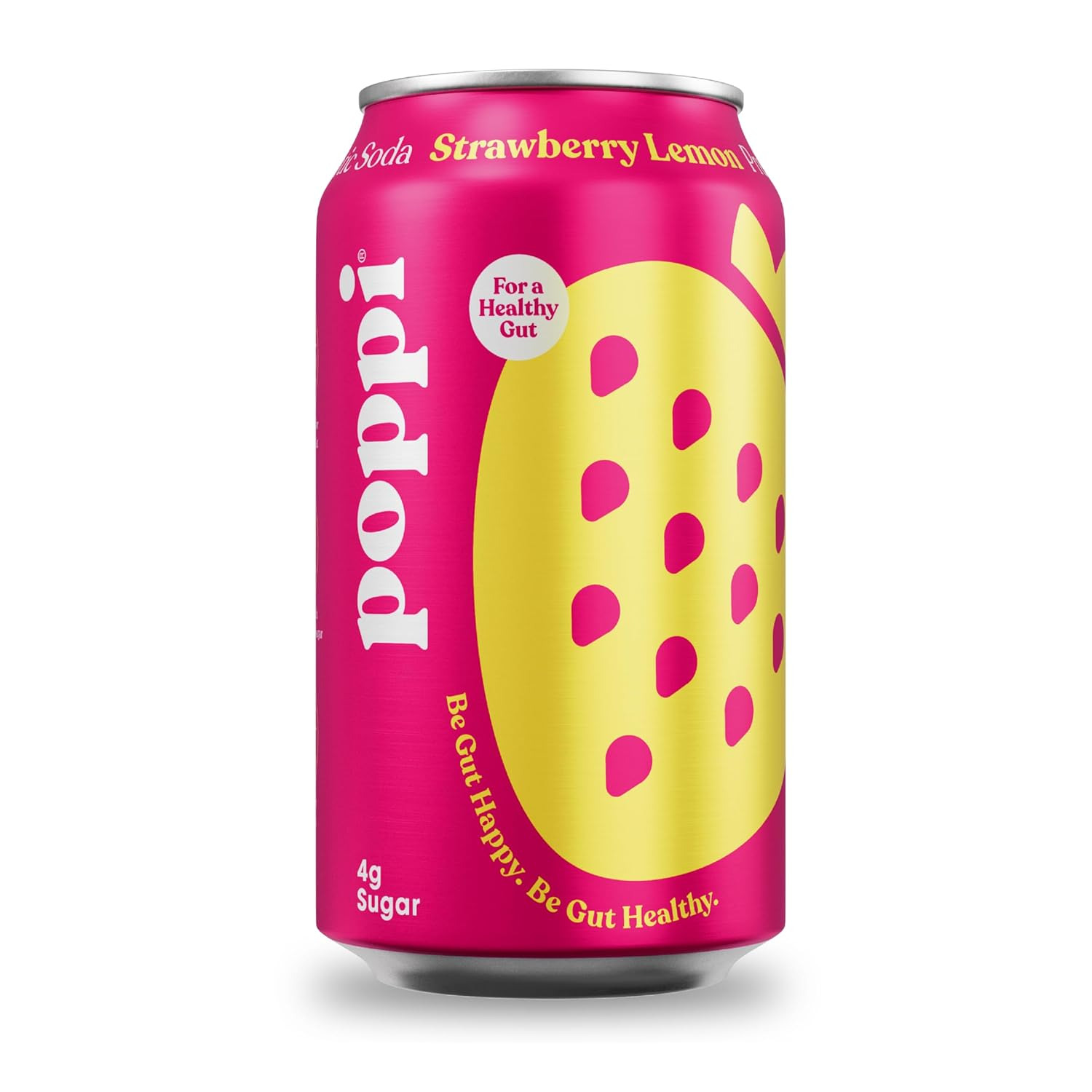 POPPI Sparkling Prebiotic Soda  Strawberry Lemon, 12Oz (12 Pack)