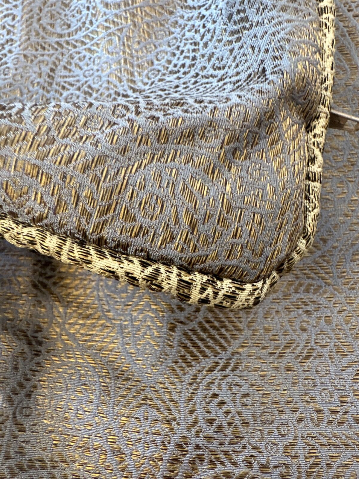 Elegant Damask Pillow Cover Pair Custom Designer Fabric Copper Silver 17x18