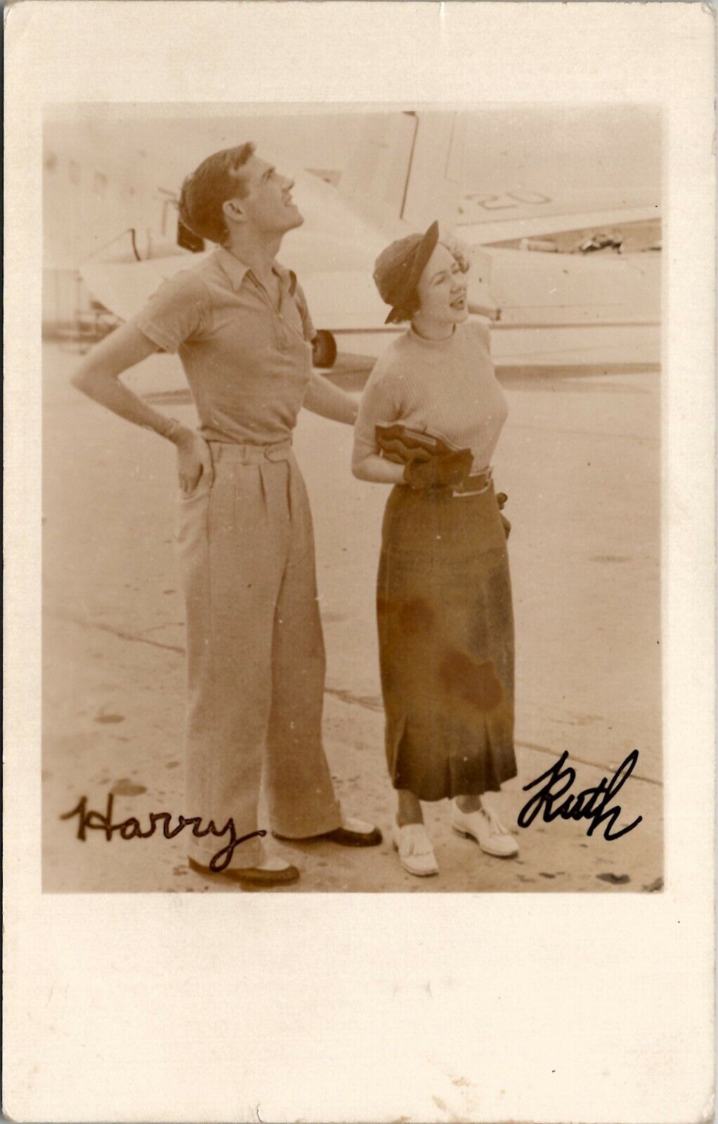 RPPC Chicago Municipal Airport Harry Ruth Tarmac Plane 1936 Arkdale Postcard V13