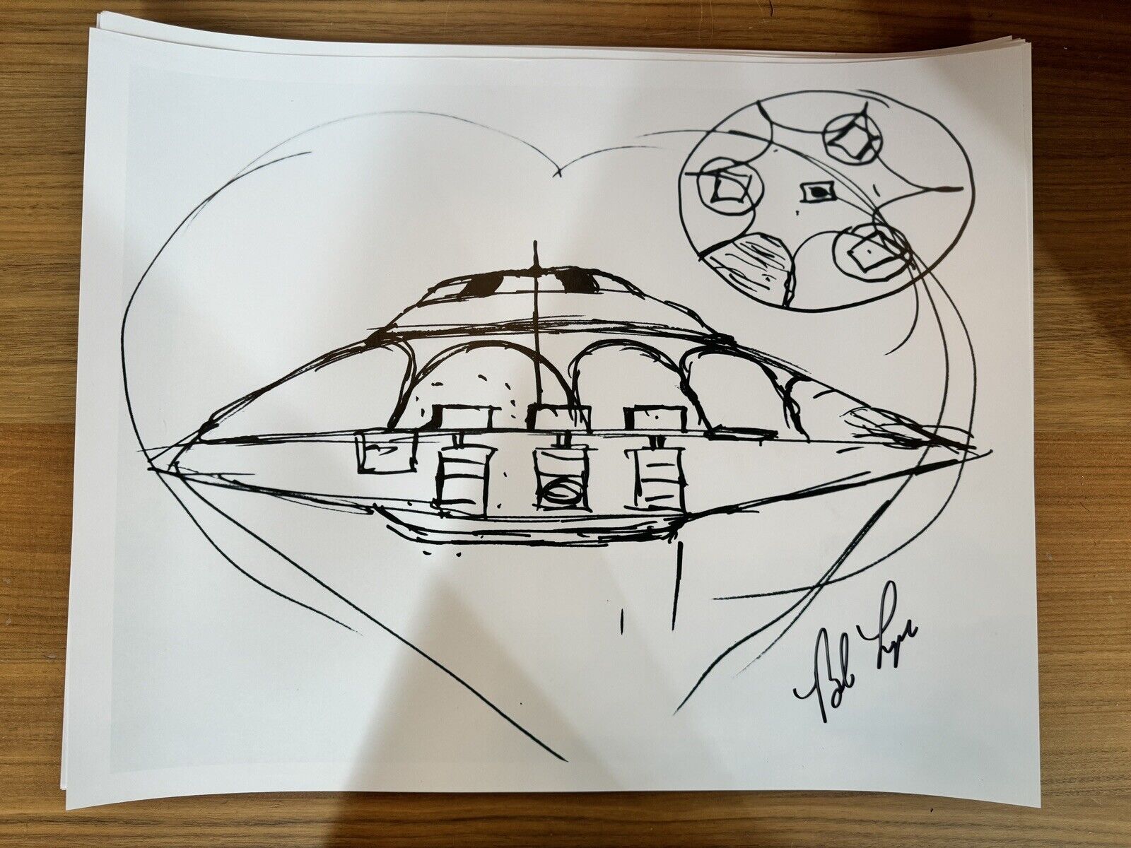 Original Signed Bob Lazar UFO Sport Model Print - Area 51, UAP, Disclosure