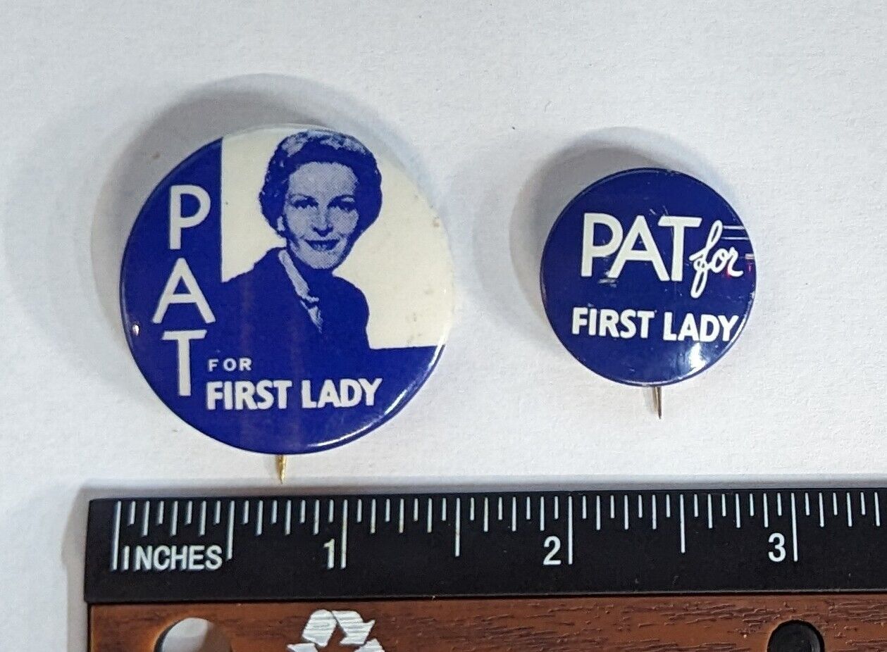 2 VTG 1960's  Pat Nixon First Lady Political President Campaign Pin Button Lot