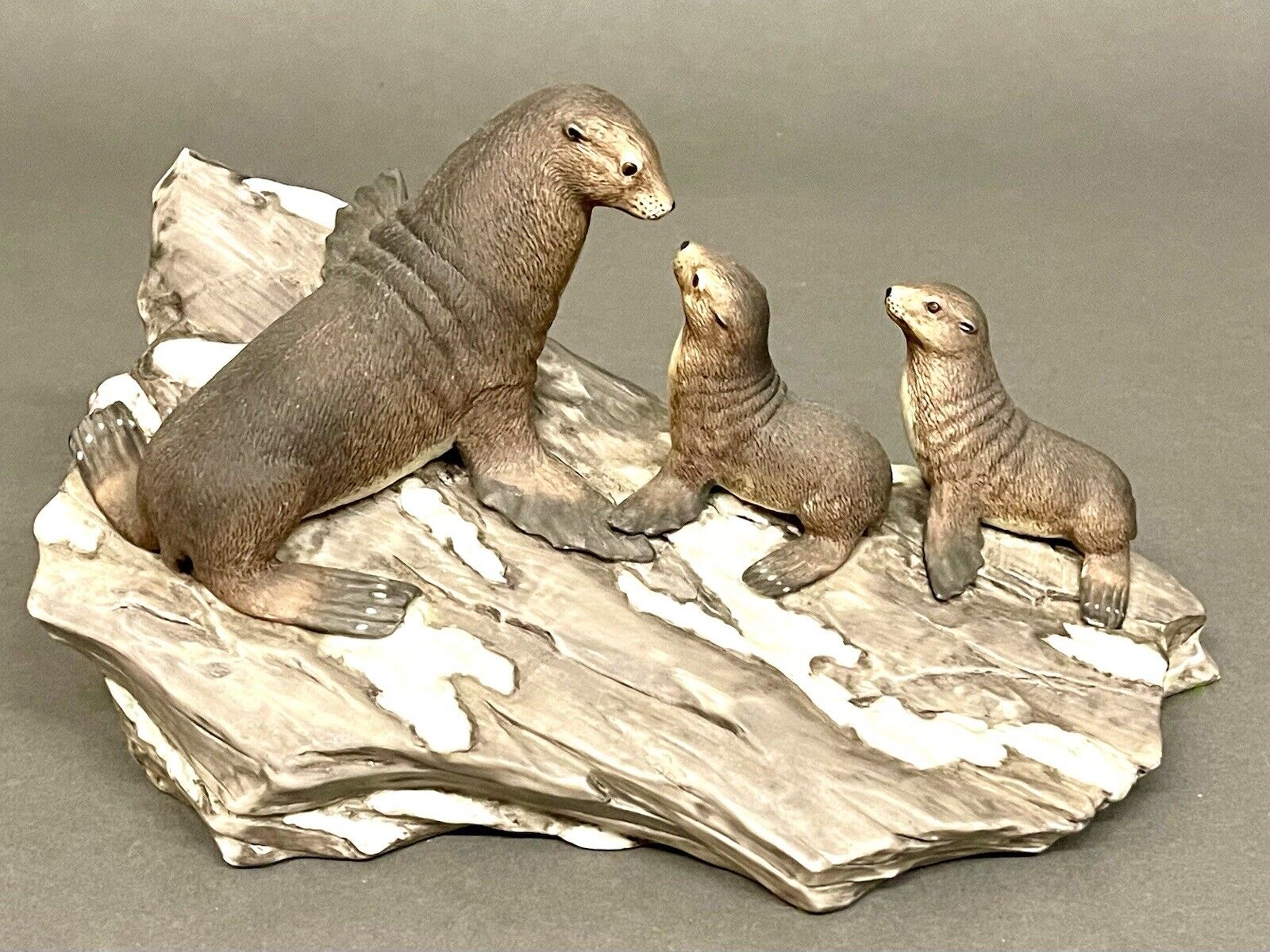 Lenox Seven Continents Wildlife  Antartica Fur Seals W/Cubs Porcelain Figurine