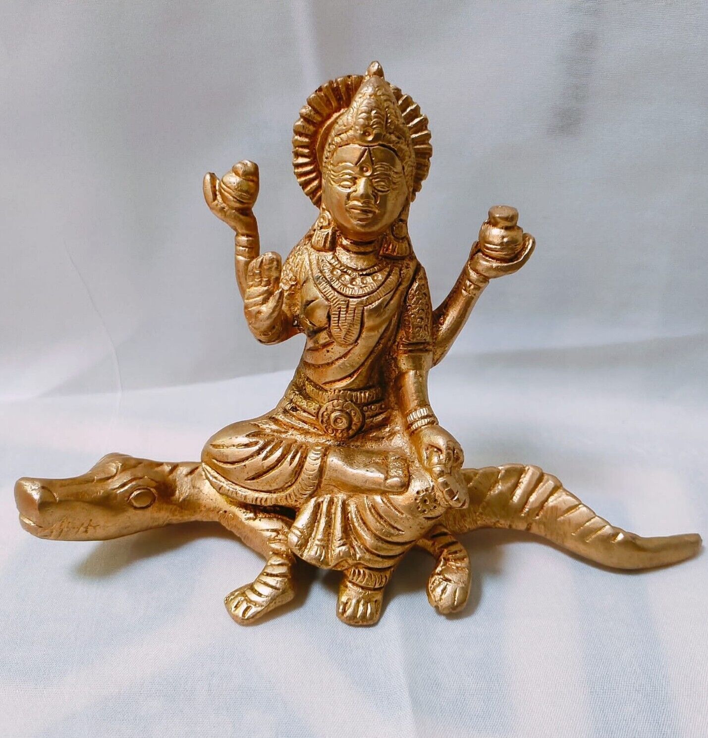 Brass  5.5 inches  ganga Maa Statue Hindu Goddess Usa Seller Fast Ship