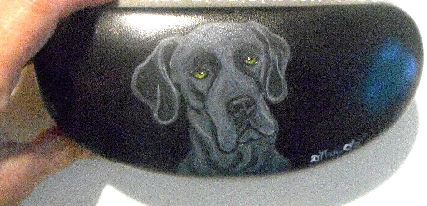 Blue Great Dane Dog Sunglass Case Hand Painted