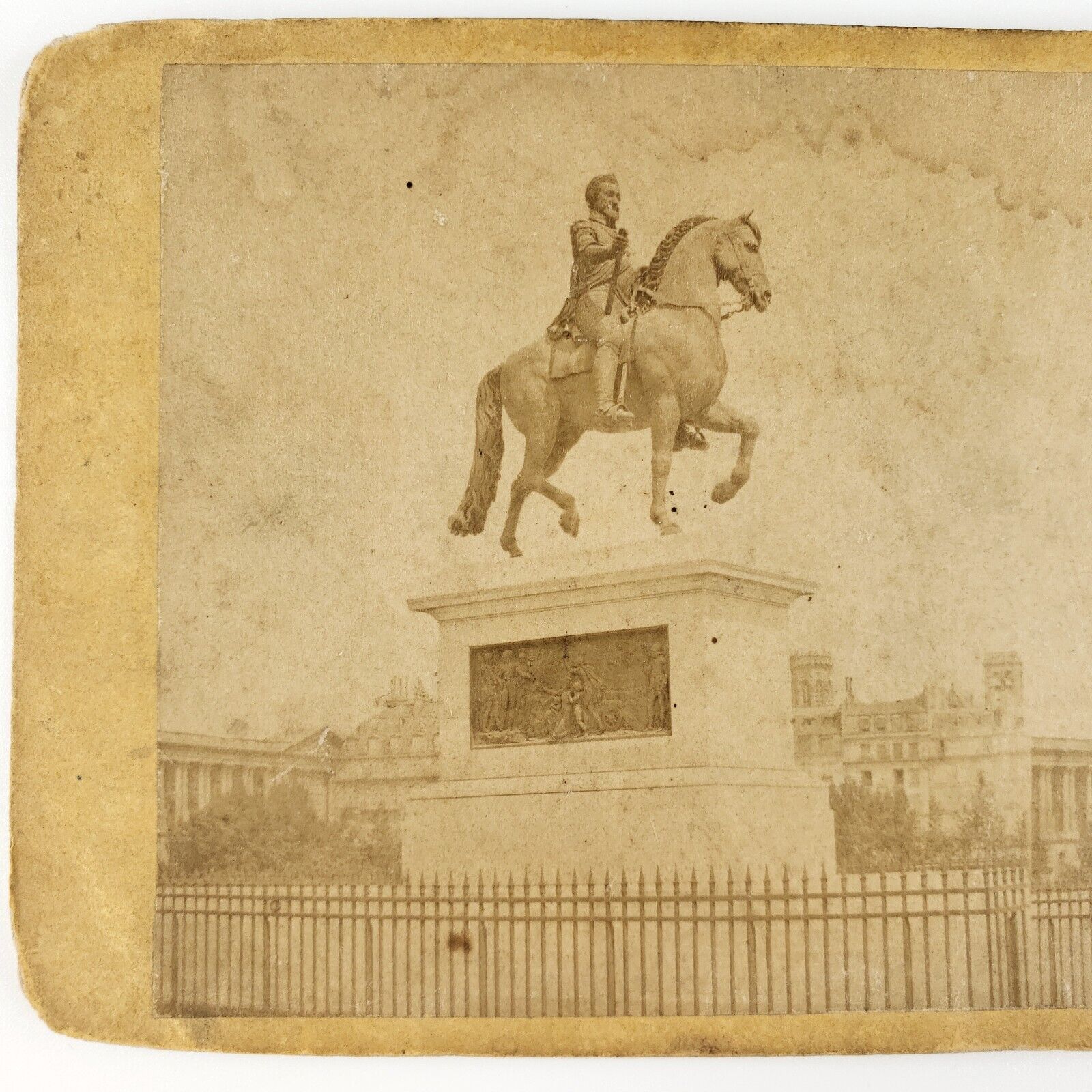 King Henri IV Statue Stereoview c1875 Paris France Equestrian Bronze Photo G868