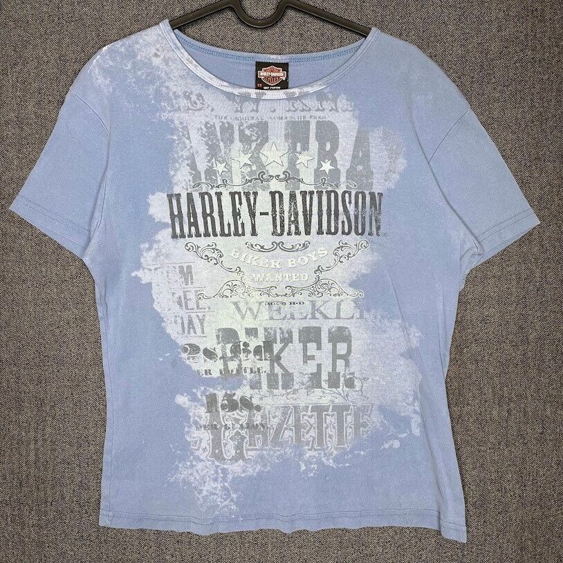 Harley Davidson Tshirt Women\'s 2X Blue Graphic Print Biker Boys Wanted Funny