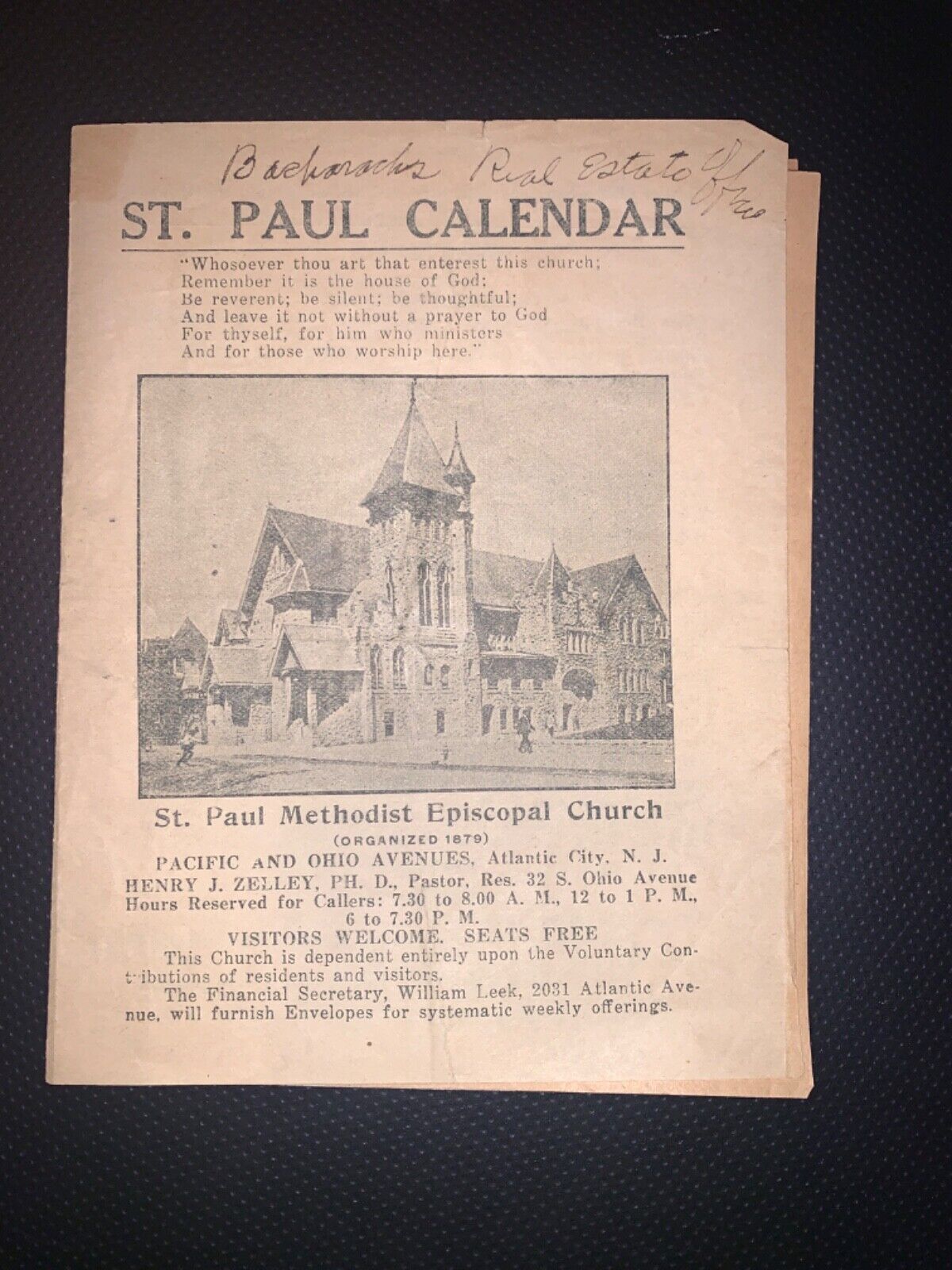 c. 1890 Atlantic City New Jersey History St. Paul Methodist Episcopal Church