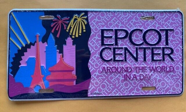 Disney Epcot Center Around the World in a Day Metal License Plate new, sealed