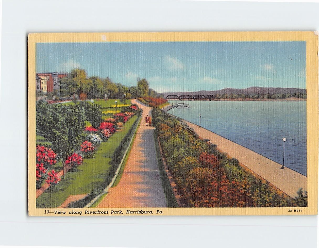 Postcard View Along Riverfront Park Harrisburg Pennsylvania USA