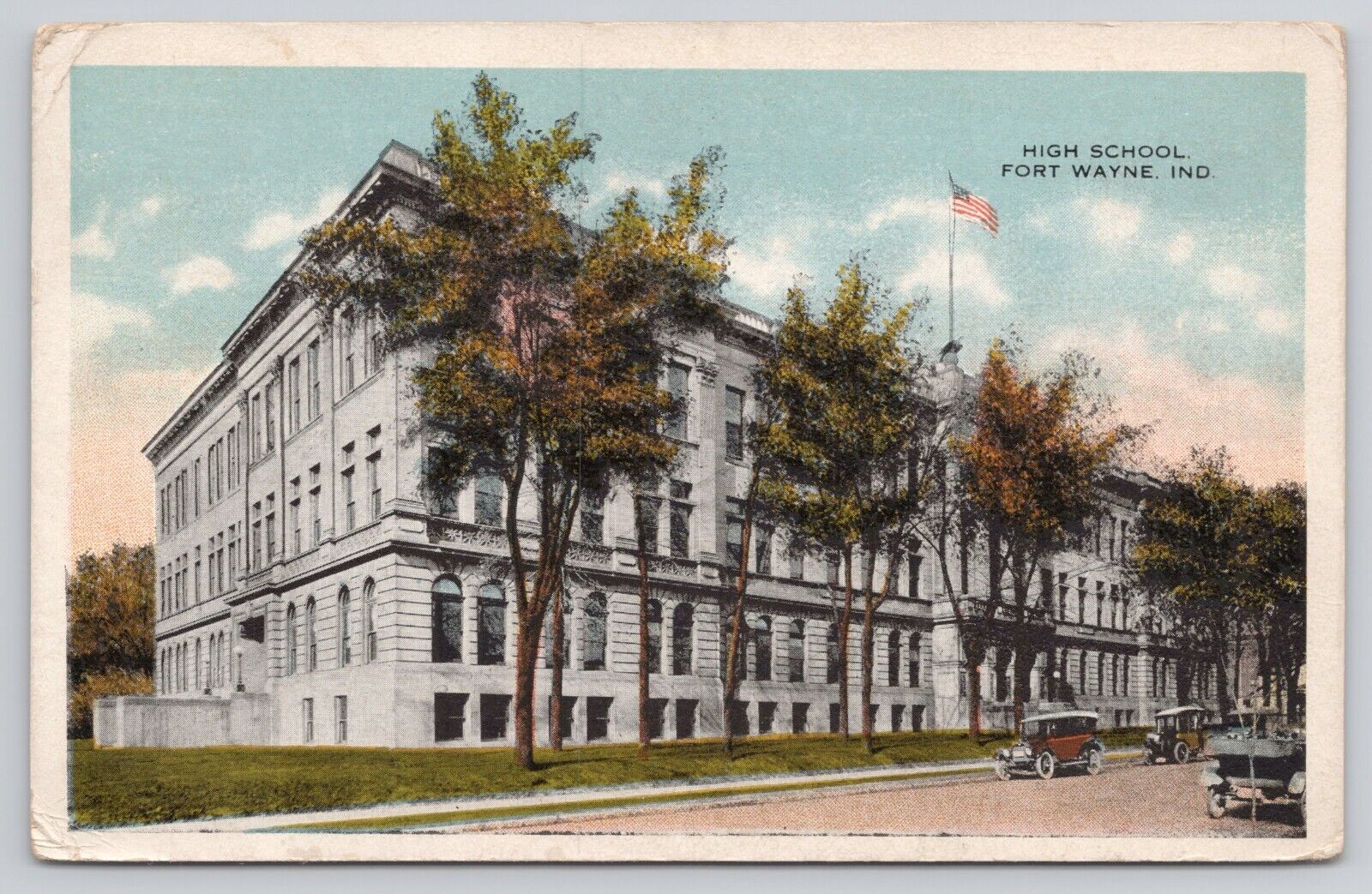 Fort Wayne IN Indiana High School, Later Named Central HS, Antique Postcard 1917