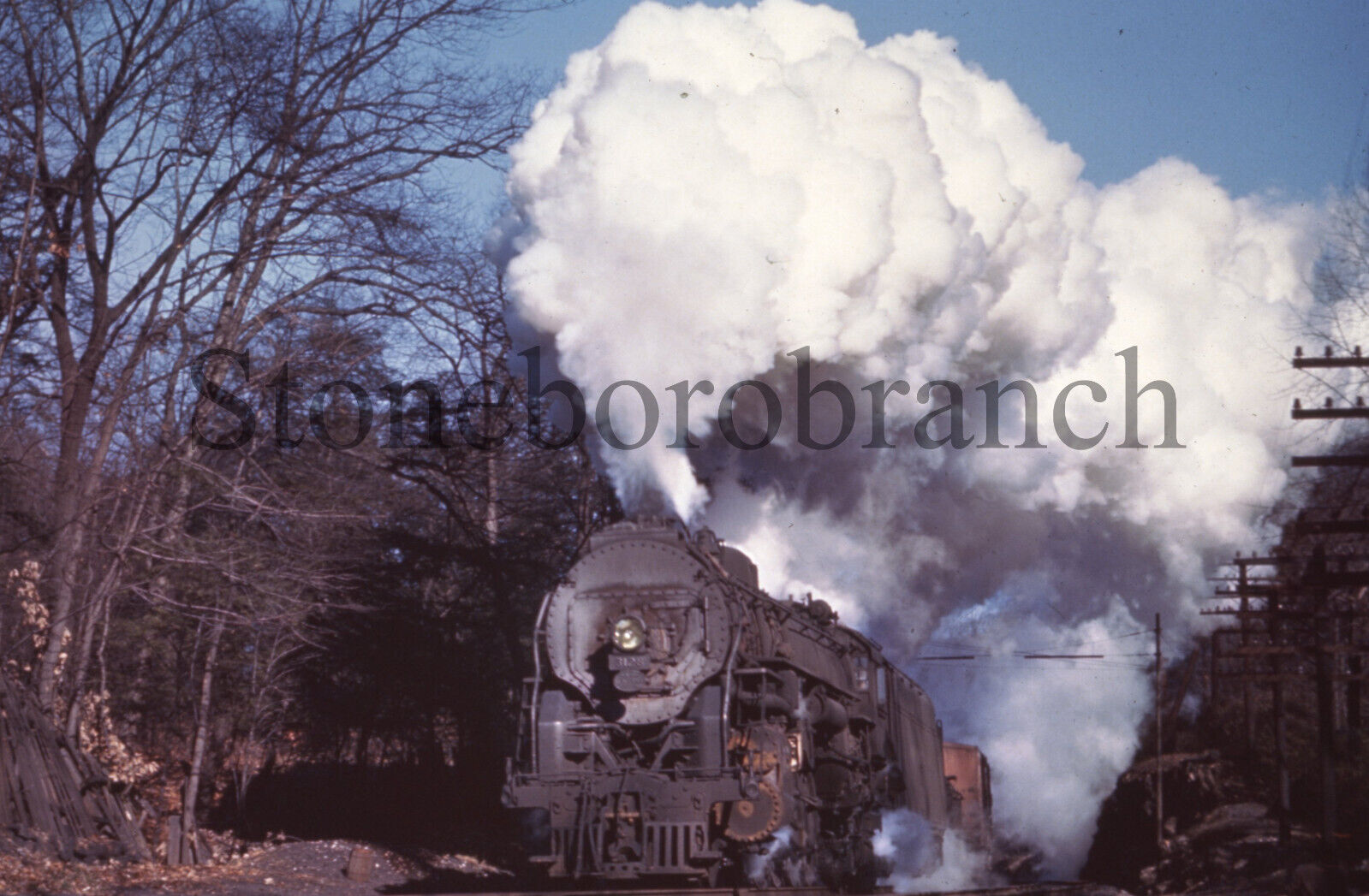 B- Duplicate RR slide: NYC steam freight winter action; 1940\'s