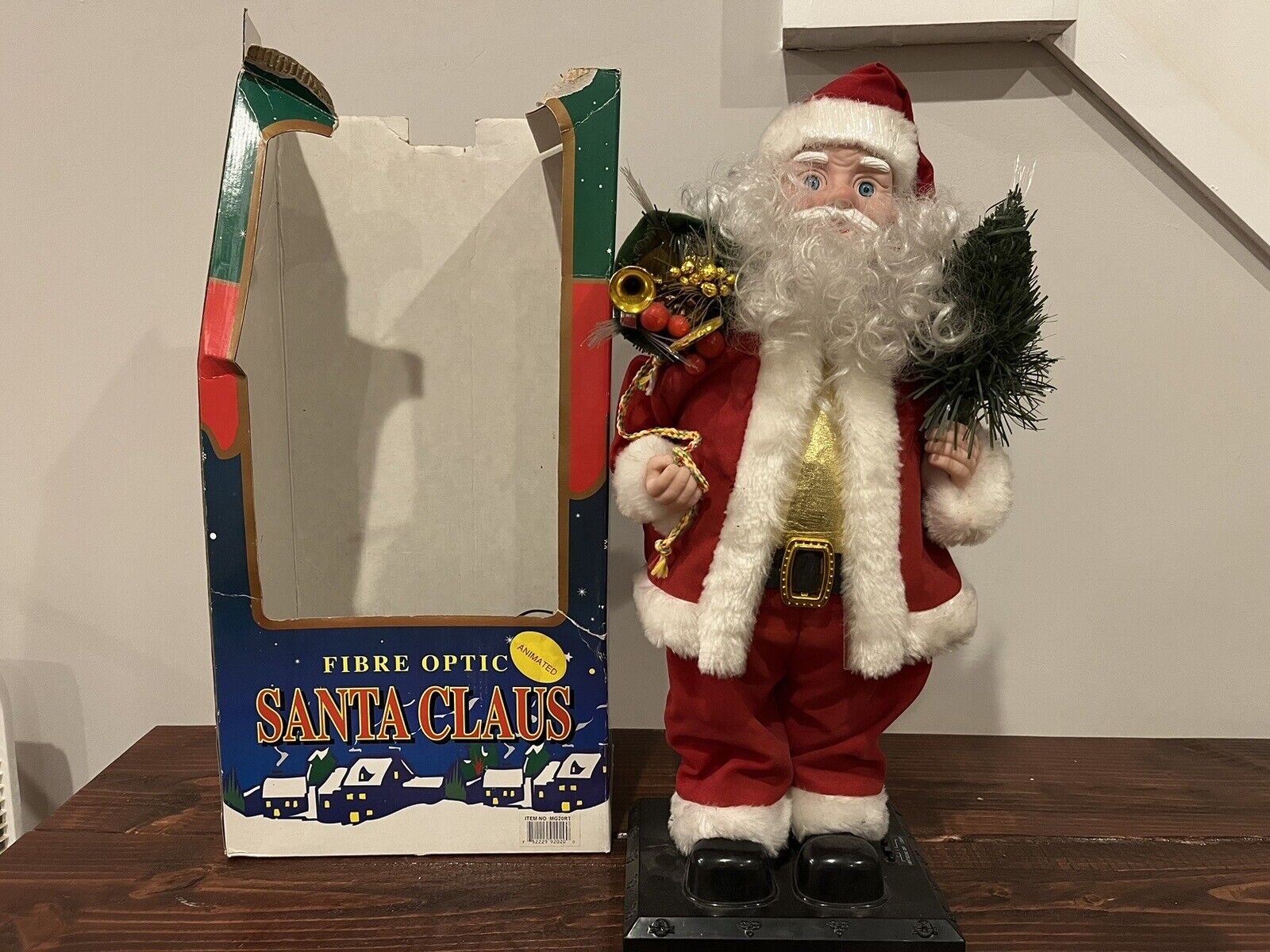 Animatronic Santa Claus Fiber Optic Lighted Christmas Tree Vintage Holiday Decor