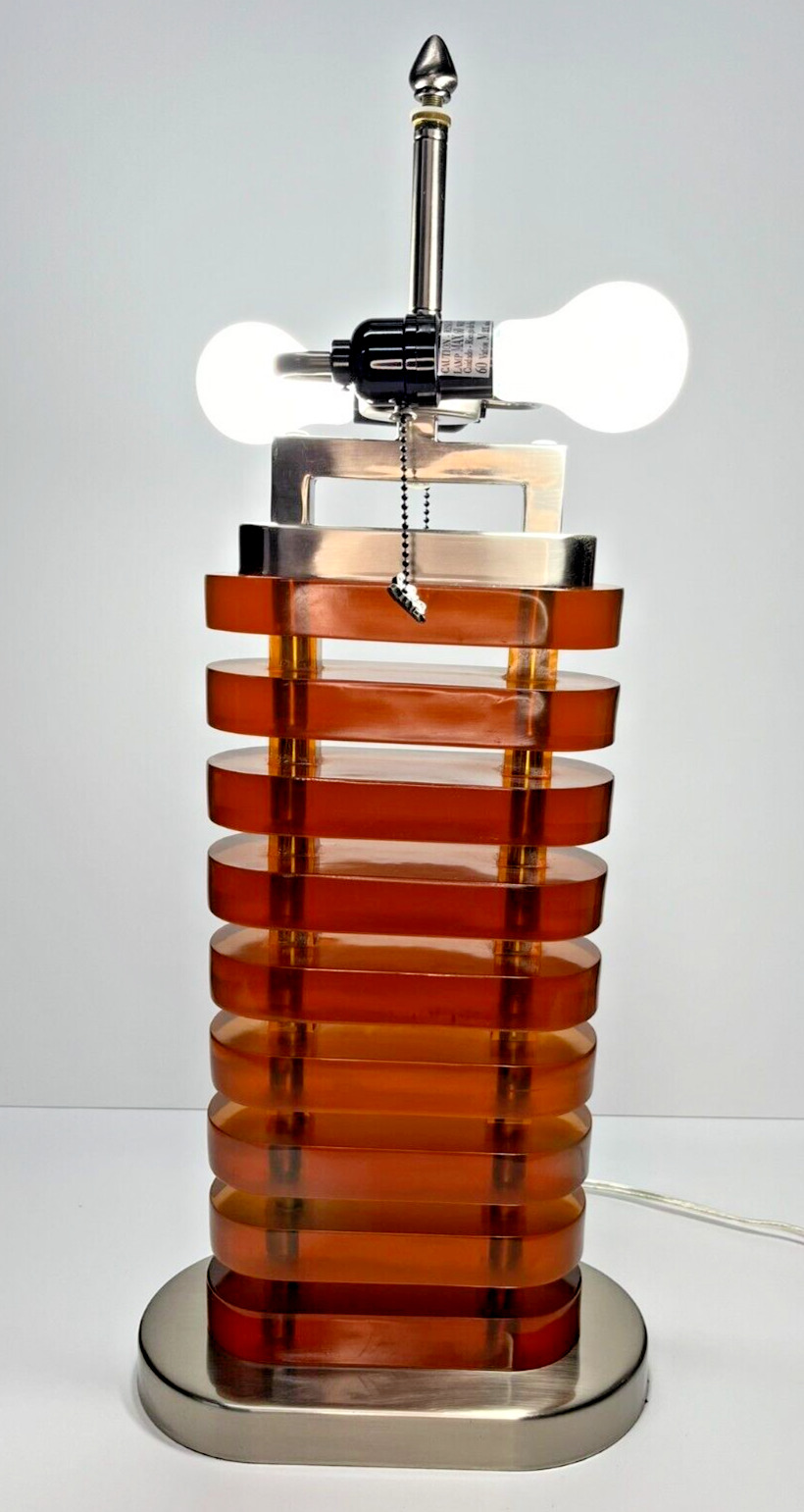 Colour Creations Timeless Serenity - Stacked Amber Lucite Lamp by Tania Bricel