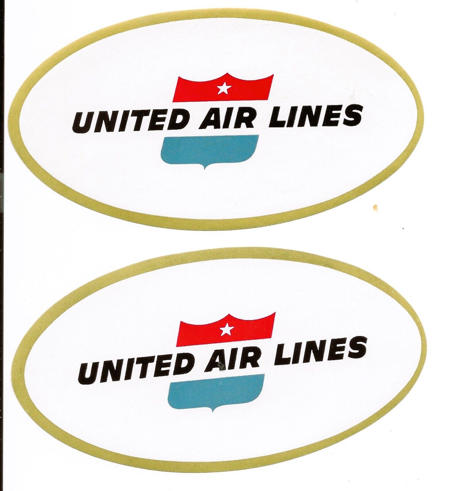 United Airlines 2 Original 1950\'s Old Logo Baggage Labels, Stickers, Decals,