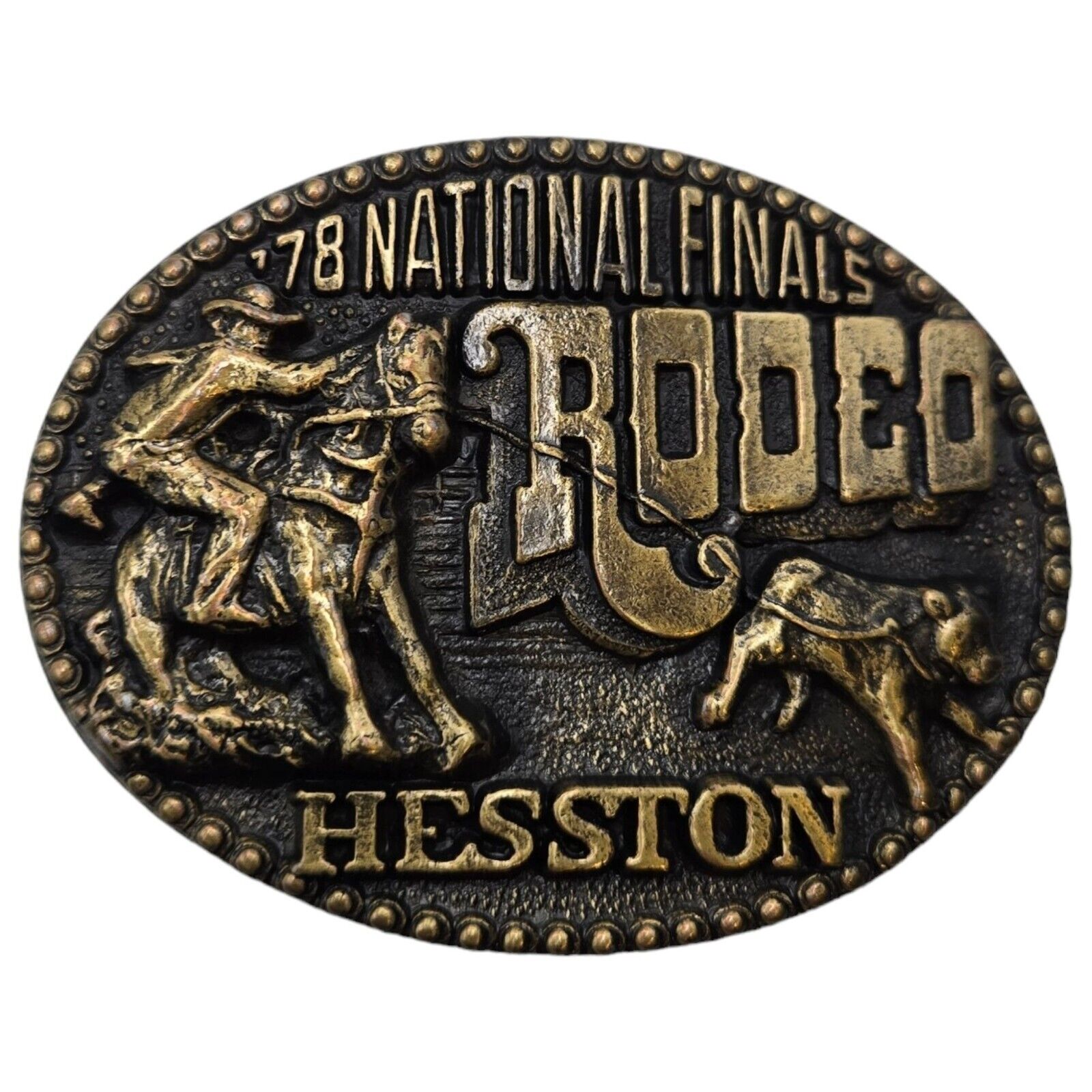 1978 NFR Rodeo Belt Buckle Hesston Cowboy Calf Roper National Finals Oklahoma