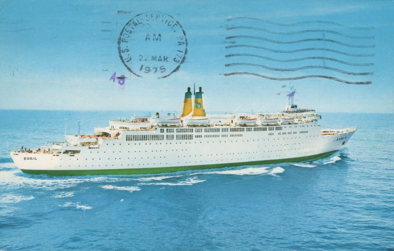 SS Doric Home Lines Passenger Ship All Italian Crew Postcard Boat